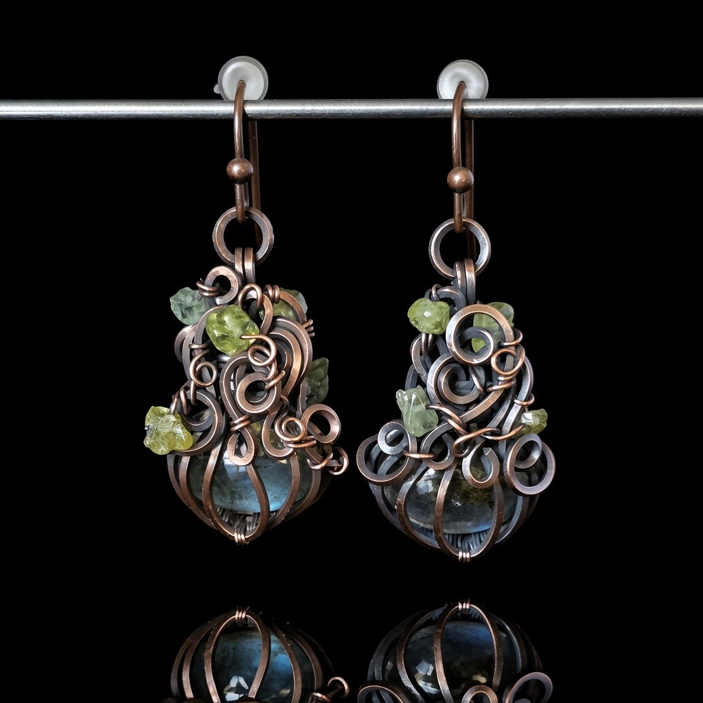 Earrings - Pumpkin Pendants - Labradorite