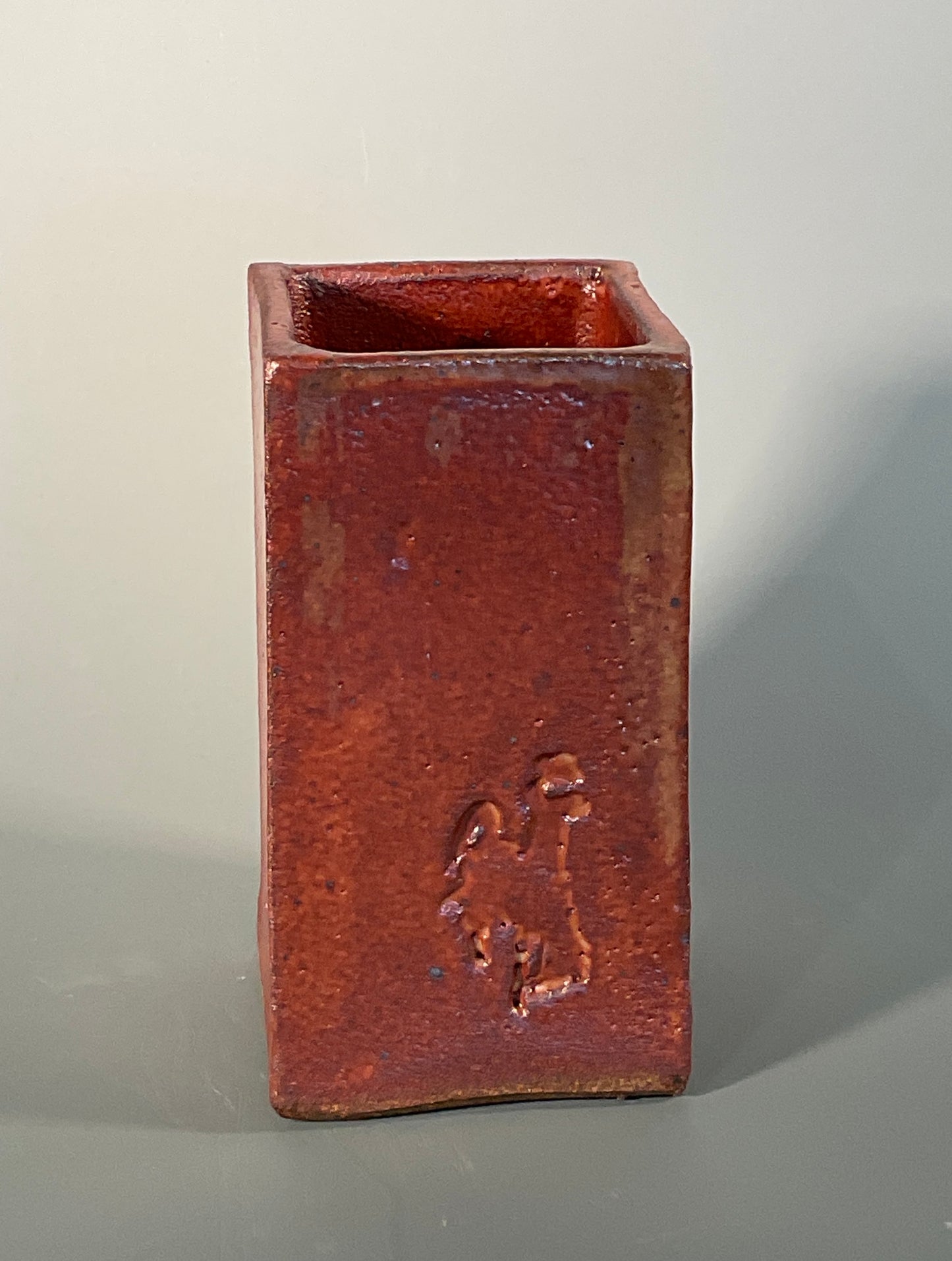 Hand thrown stoneware Square shape with greenish color Great for flower display or as a table center piec
