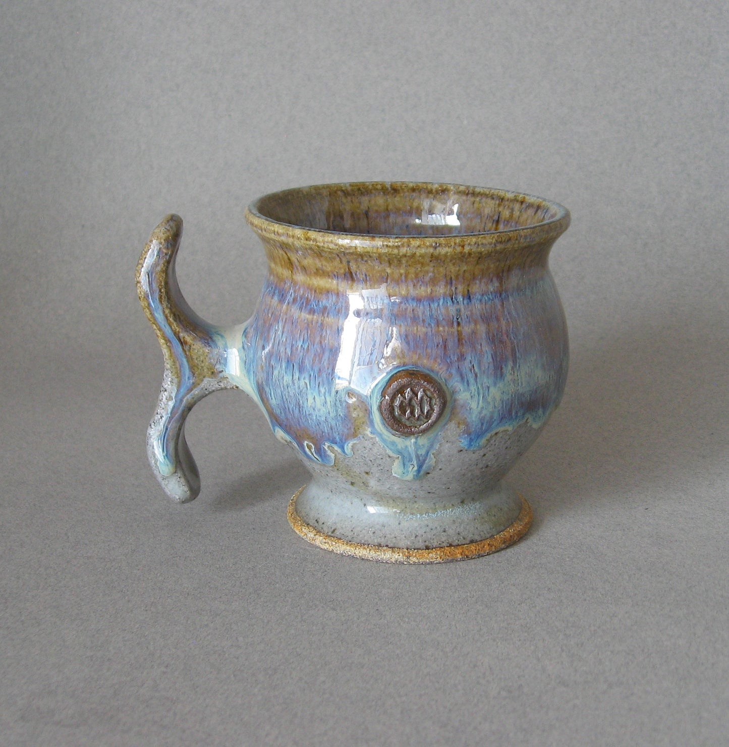 T - Handle Mug - Tan Blue and Grey Glaze