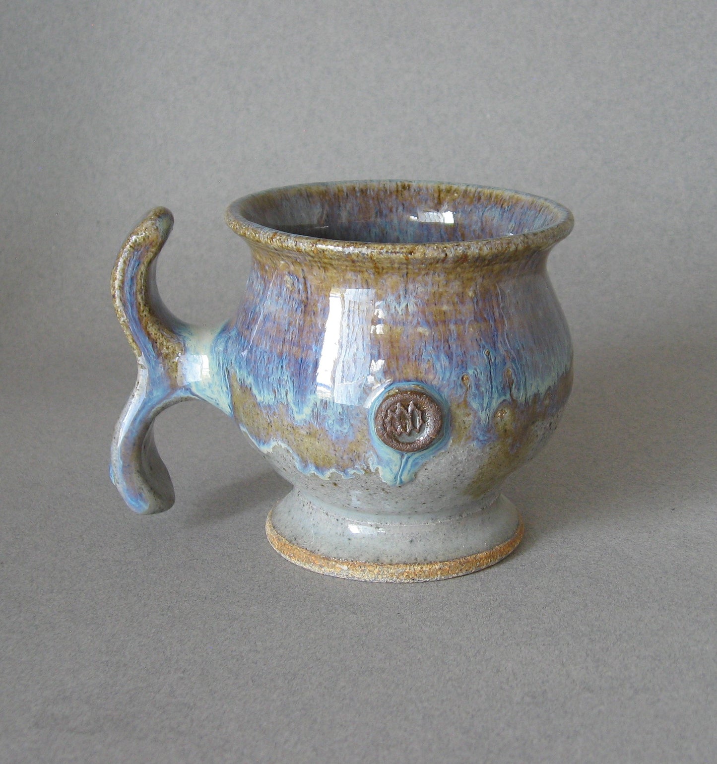 T - Handle Mug - Tan Blue and Grey Glaze