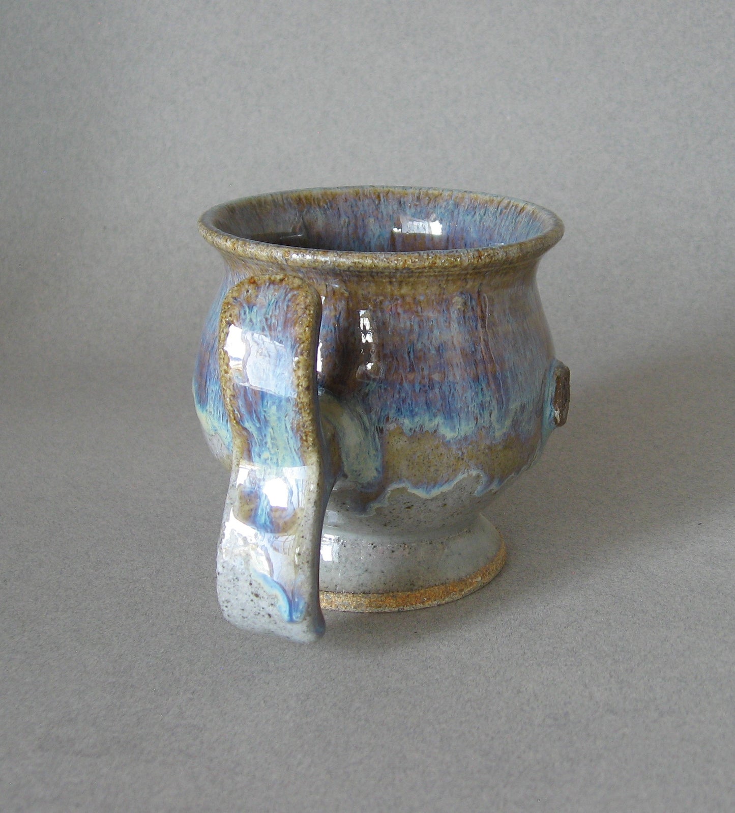 T - Handle Mug - Tan Blue and Grey Glaze