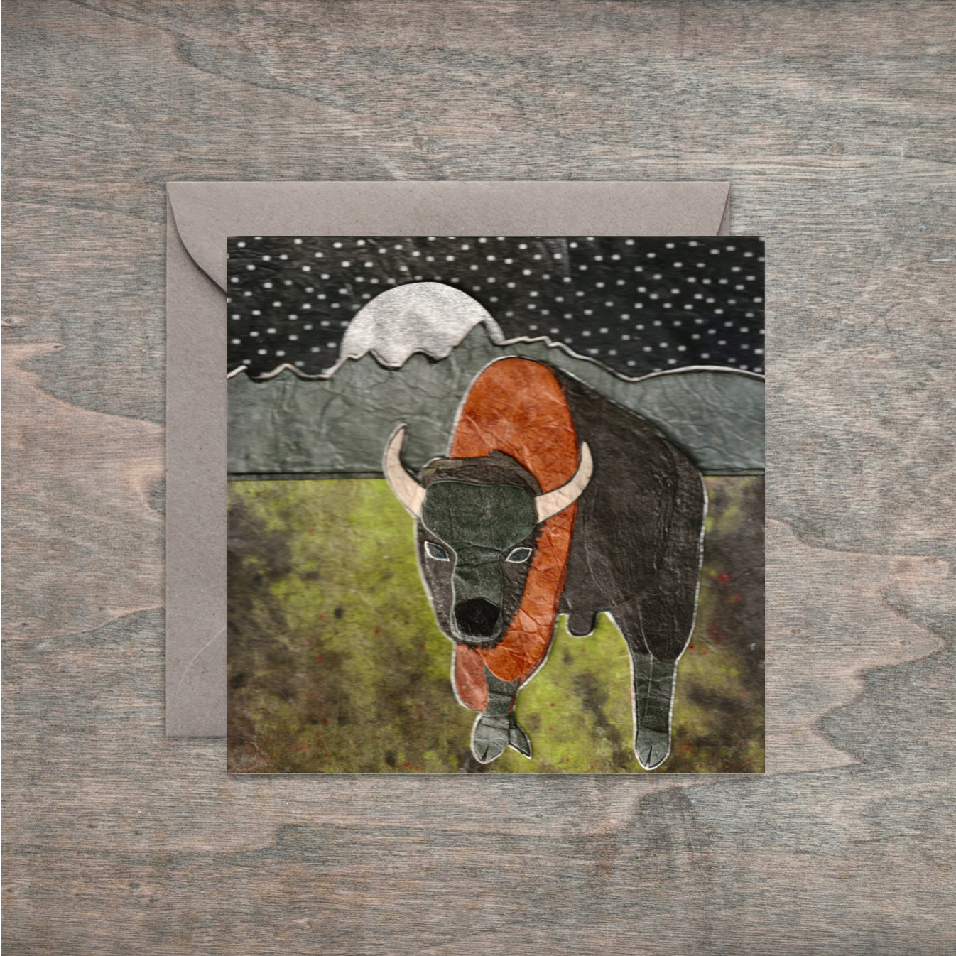 " Midnight Buffalo " Paper Collage Art