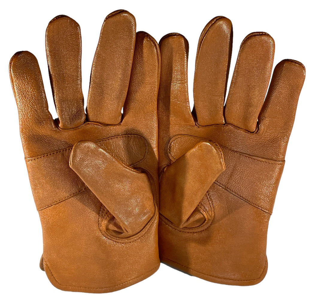Red Roses on Brown Medium Leather Gloves