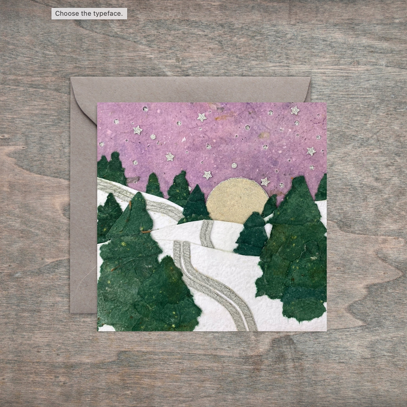 " Purple Sunset Fresh Tracks " Paper Collage Art