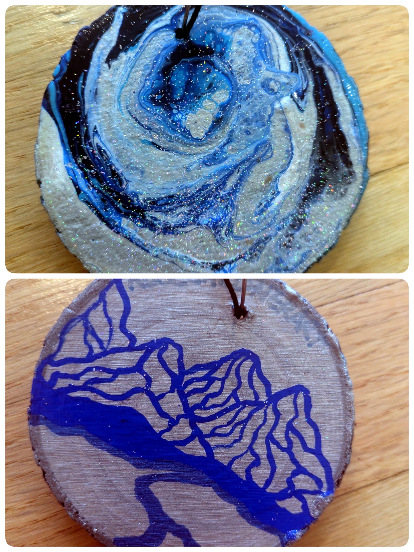 Double Sided Hand Painted Wood Ornament