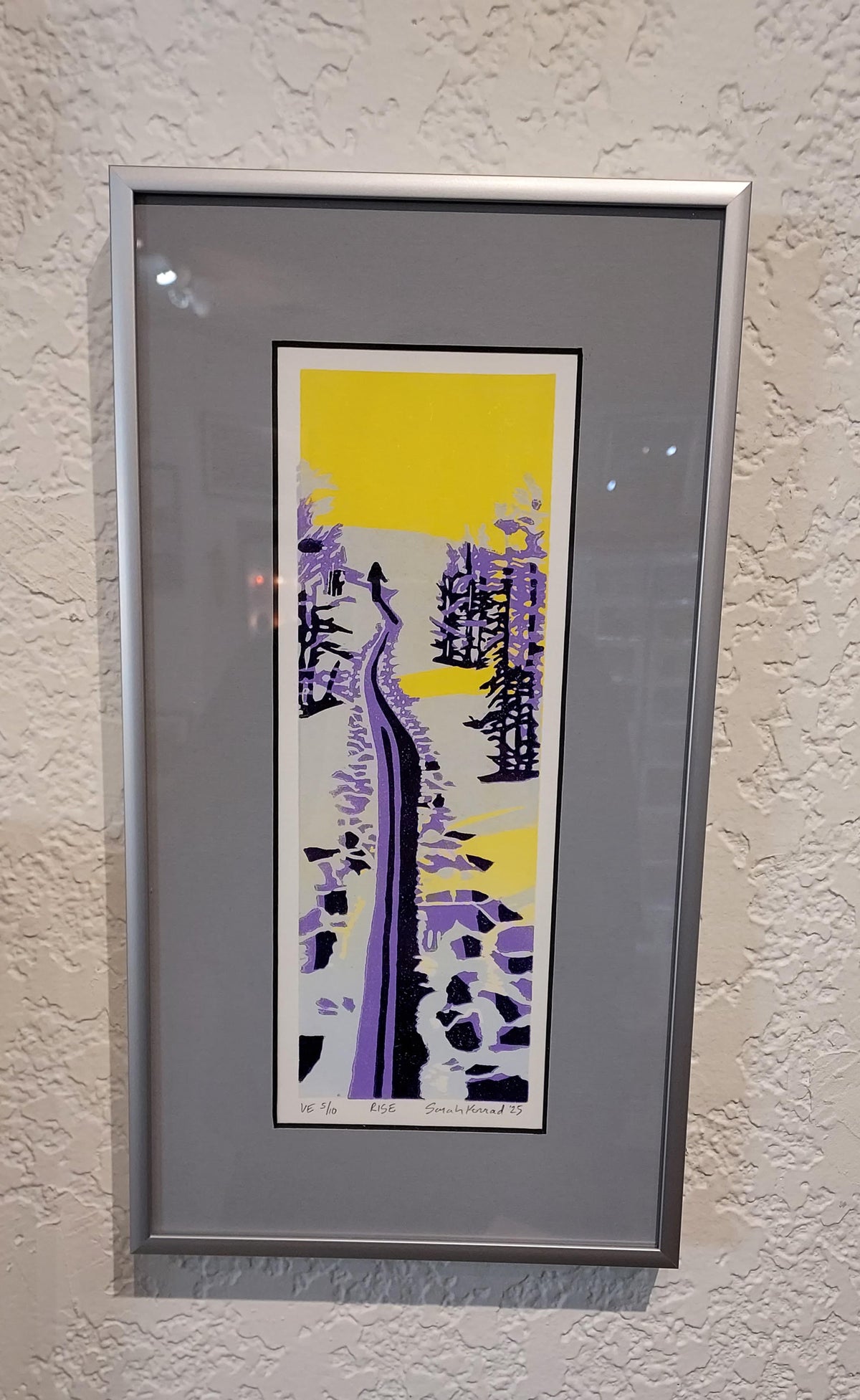 Framed Linocut Print- "Rise" Cross Country Skier