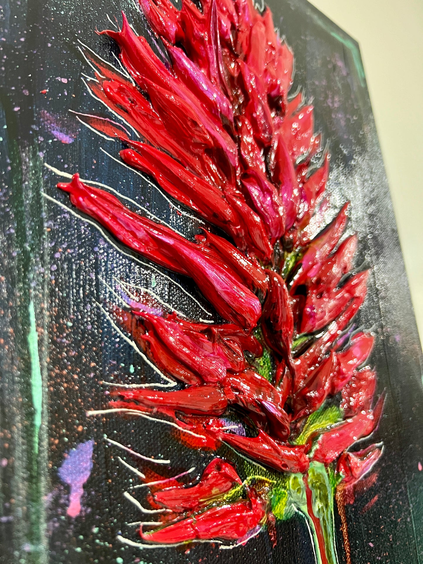 " Scarlet " Large Indian Paintbrush Original Textured Painting
