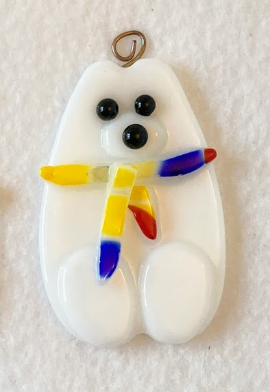 " Lokin' Good " Fused Glass Polar Bear Ornament