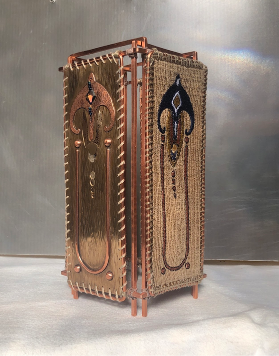 "Candle Tower, Geo Echo" Mixed Media Sculpture