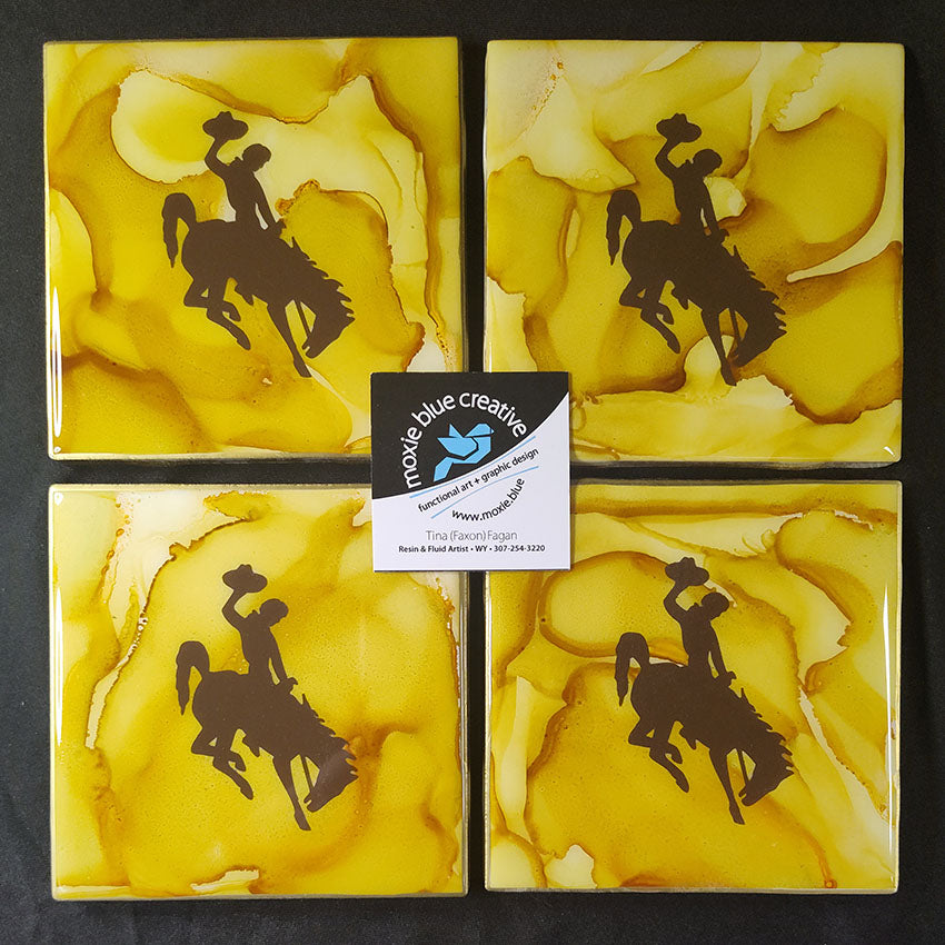 " Steamboat " Bucking Horse Coasters Set of 4
