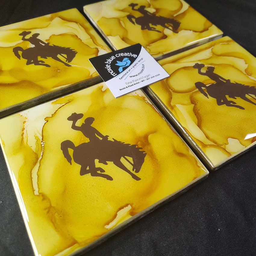 " Steamboat " Bucking Horse Coasters Set of 4
