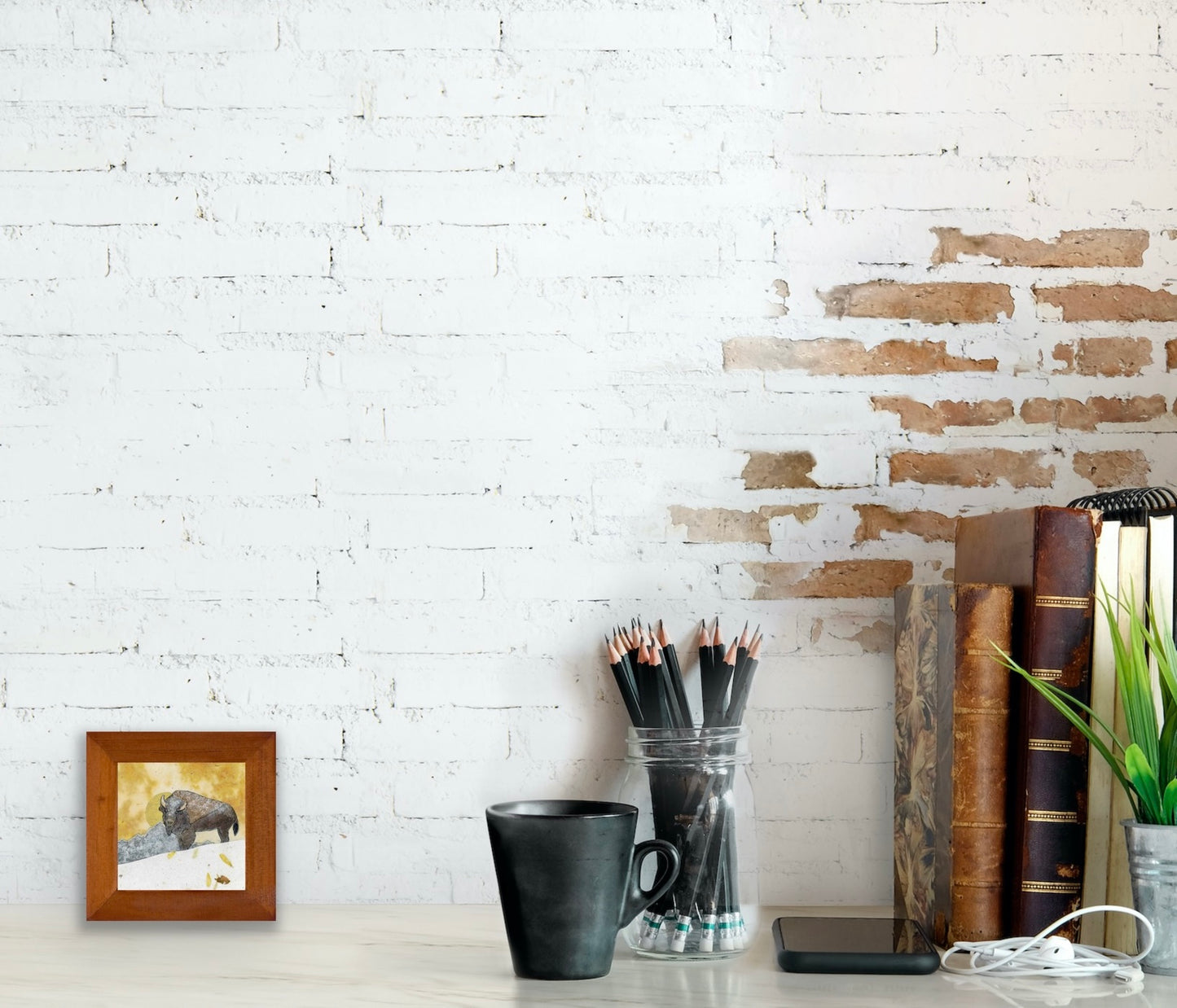 " Teton Golden Sunset Bison" Paper Collage Art