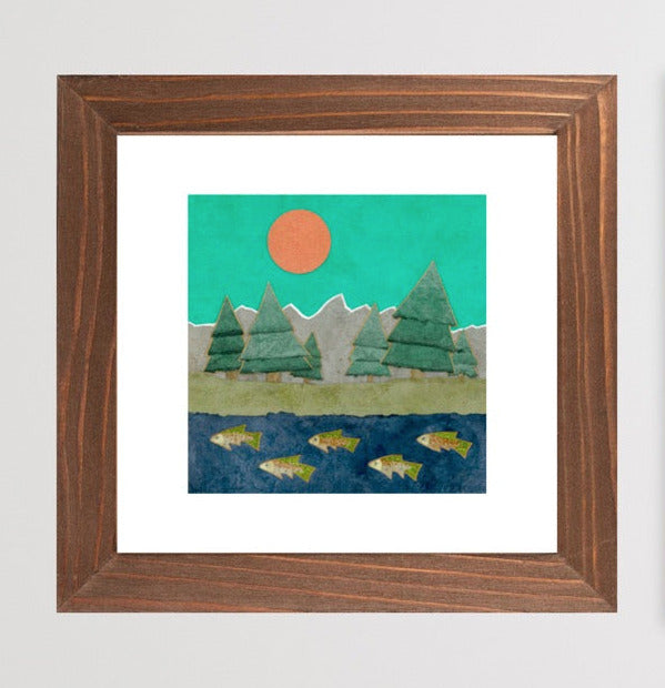 Paper Collage Print- "Teton Stream Dream"