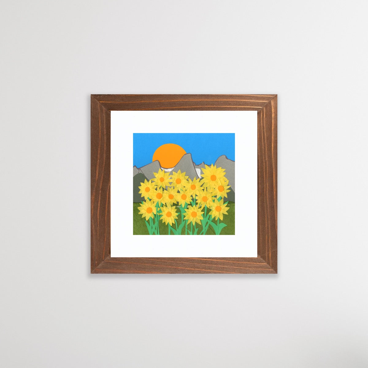 Paper Collage Print- "Rocky Mountain Sunflower Scape"