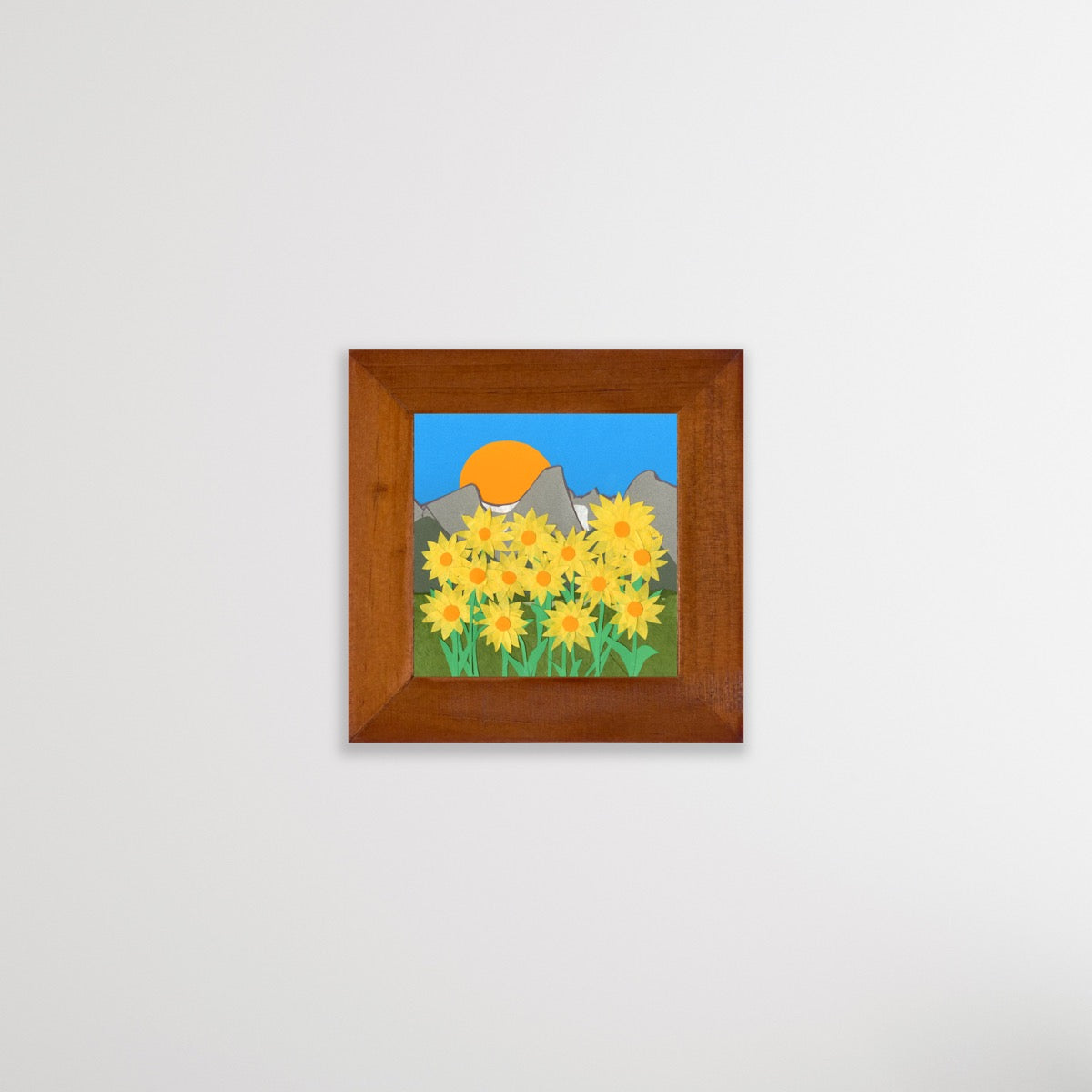 " Teton Sunflower Scape " Paper Collage Art