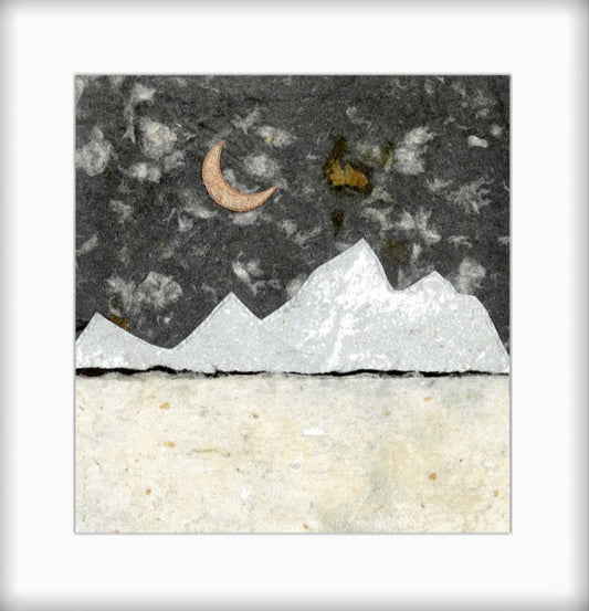 " Teton Winter Night " Paper Collage Art
