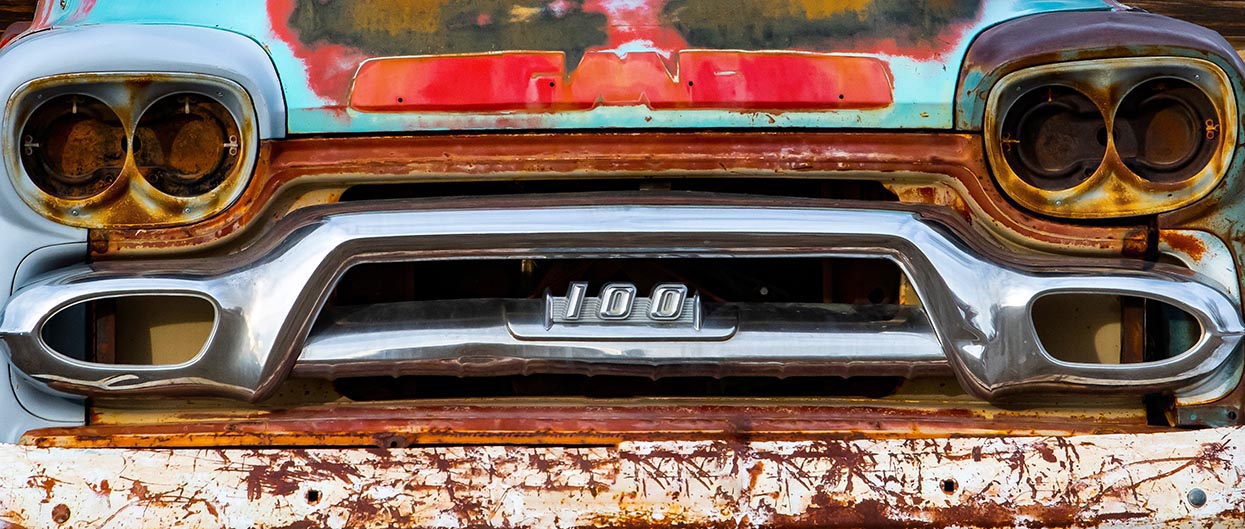 Framed Photograph - " Toothless " 1958 GMC Truck Grill
