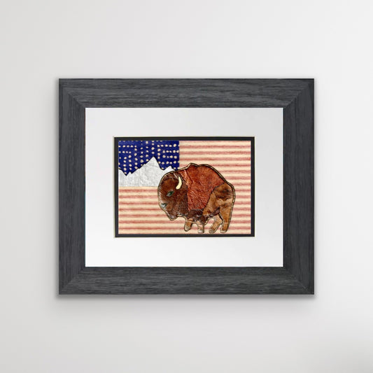 " Where the Buffalo Run Free " Paper Collage Art