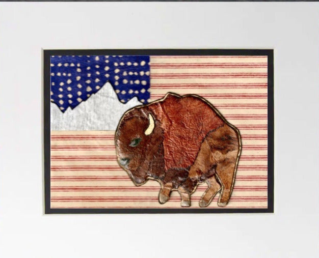 " Where the Buffalo Run Free " Paper Collage Art