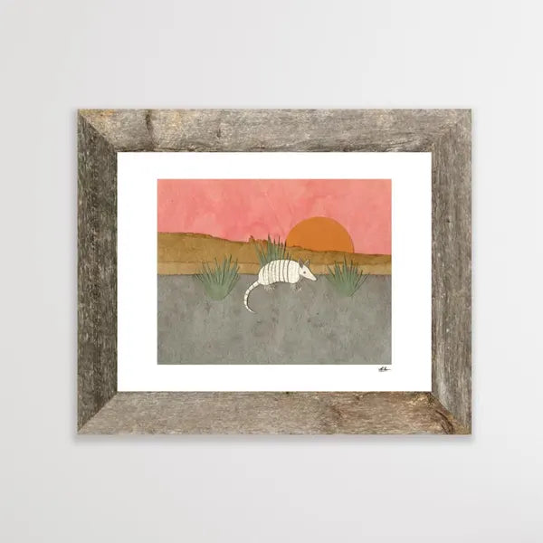 Paper Collage Print- "Armadillo Sunset"