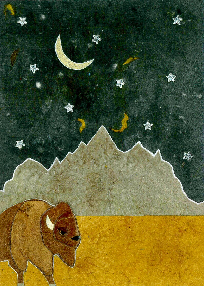 Paper Collage Print- "Buffalo Stargazer"