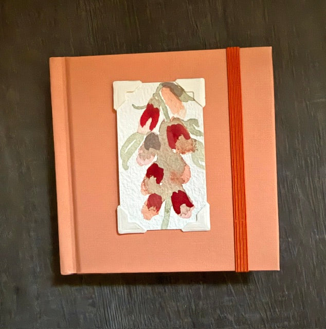 Mini Sketchbook- Peach with Foxglove Flower Watercolor