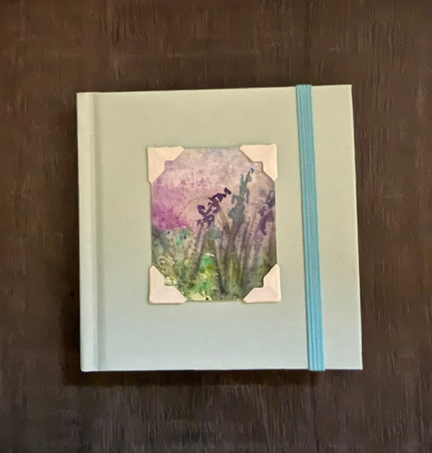 Mini Sketchbook- Light Teal with Floral Abstract Watercolor