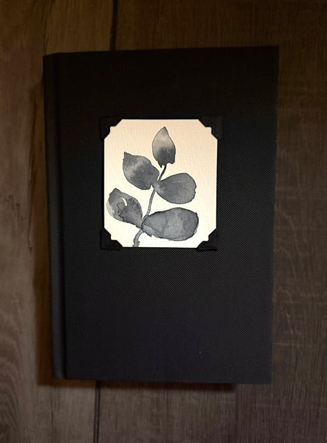 Medium Hardcover Sketchbook- Black with Eucalyptus Leaves Watercolor