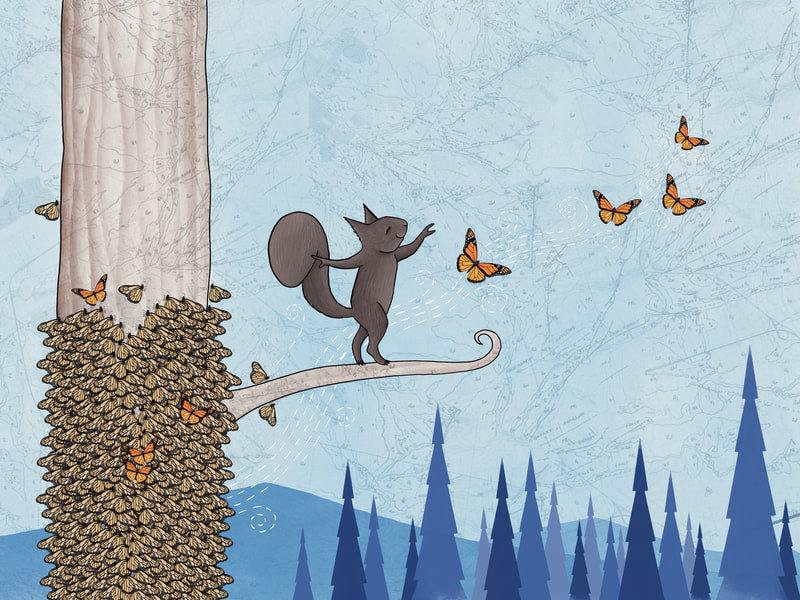 Print- "To Fly" Squirrel and Butterflies