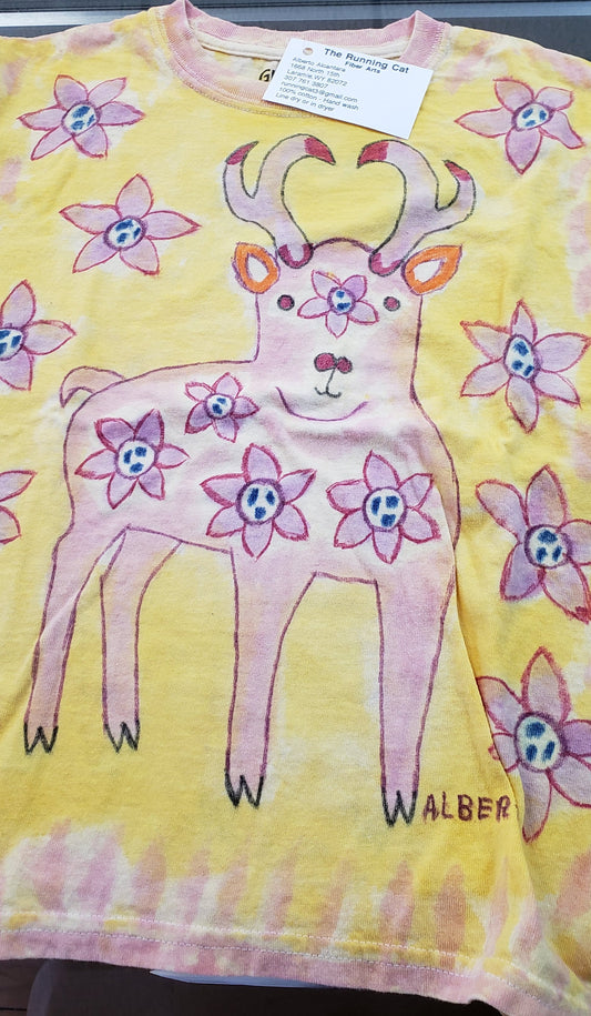 " One Pronghorn Antelope" Youth  Small  Short Sleeve Tee Shirt Peruvian Style Art