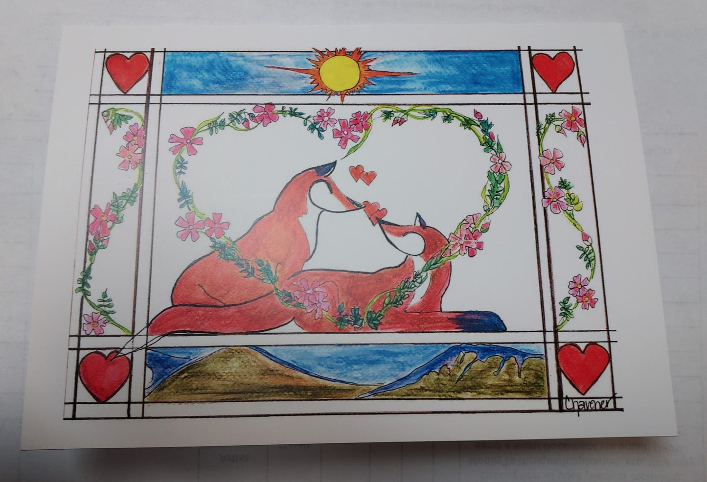 " Fox Love " with Flowers