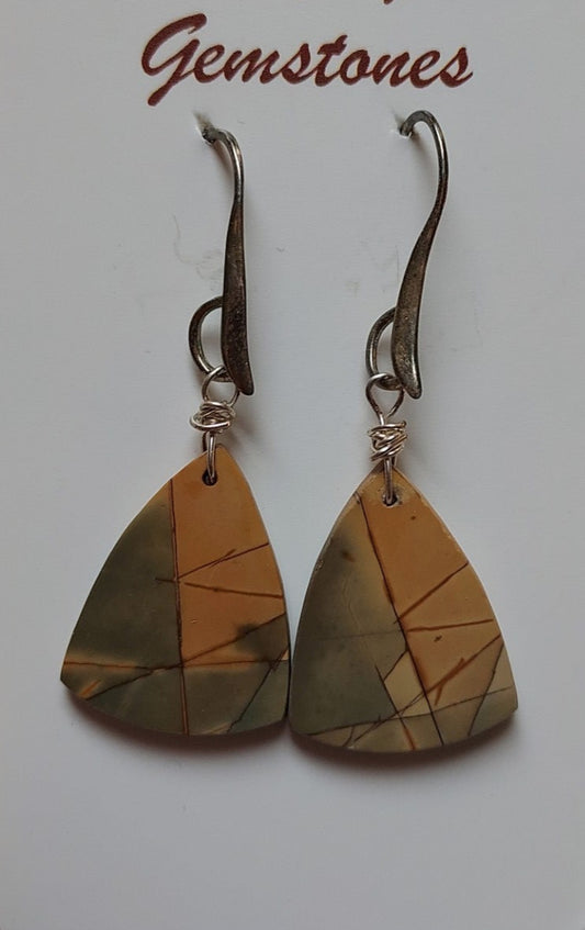 Cherry Creek Jasper Small Rounded Triangle with Silver Earrings