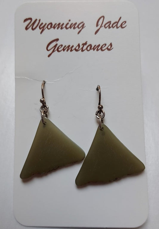 Wyoming Apple Green Jade Triangles with Raw Edge Earrings