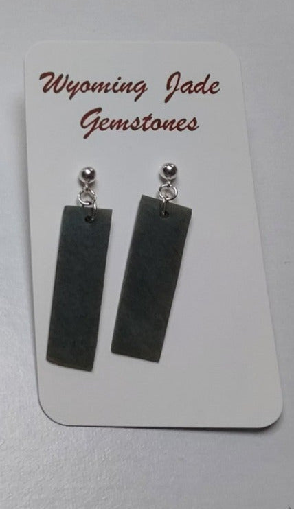 Wyoming Sage Jade Flat Rectangle Post Earrings