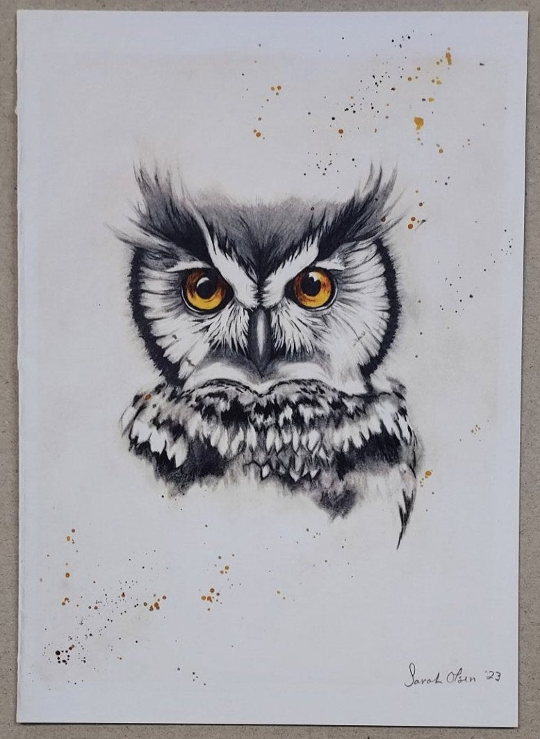 " Owl Be Watching You " Owl Watercolor Art