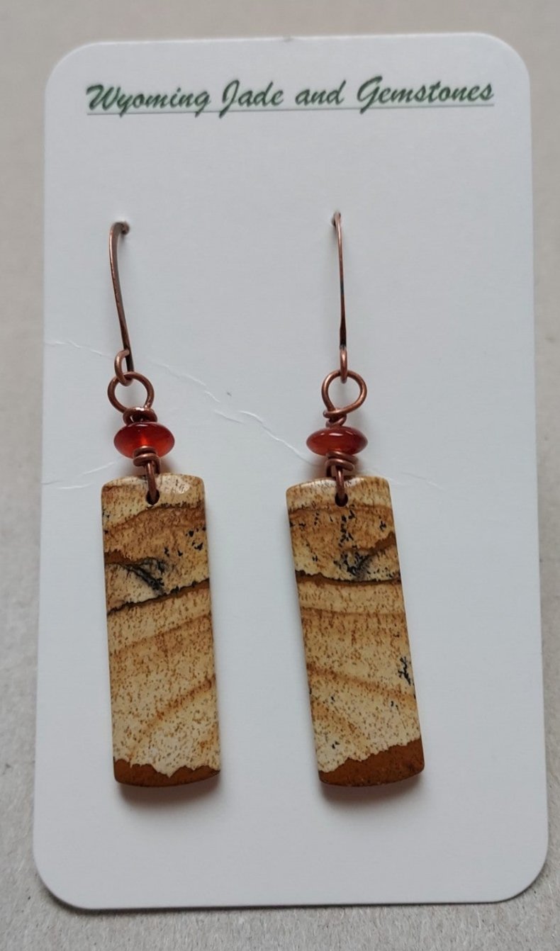 Jasper Carnelian Rectangle Earrings