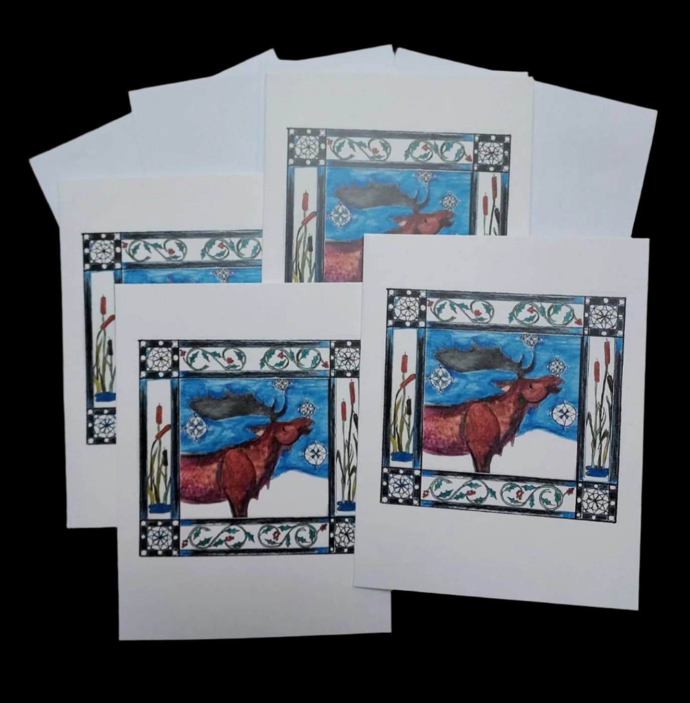 " Moose Christmas " Greeting Card 4 Pack