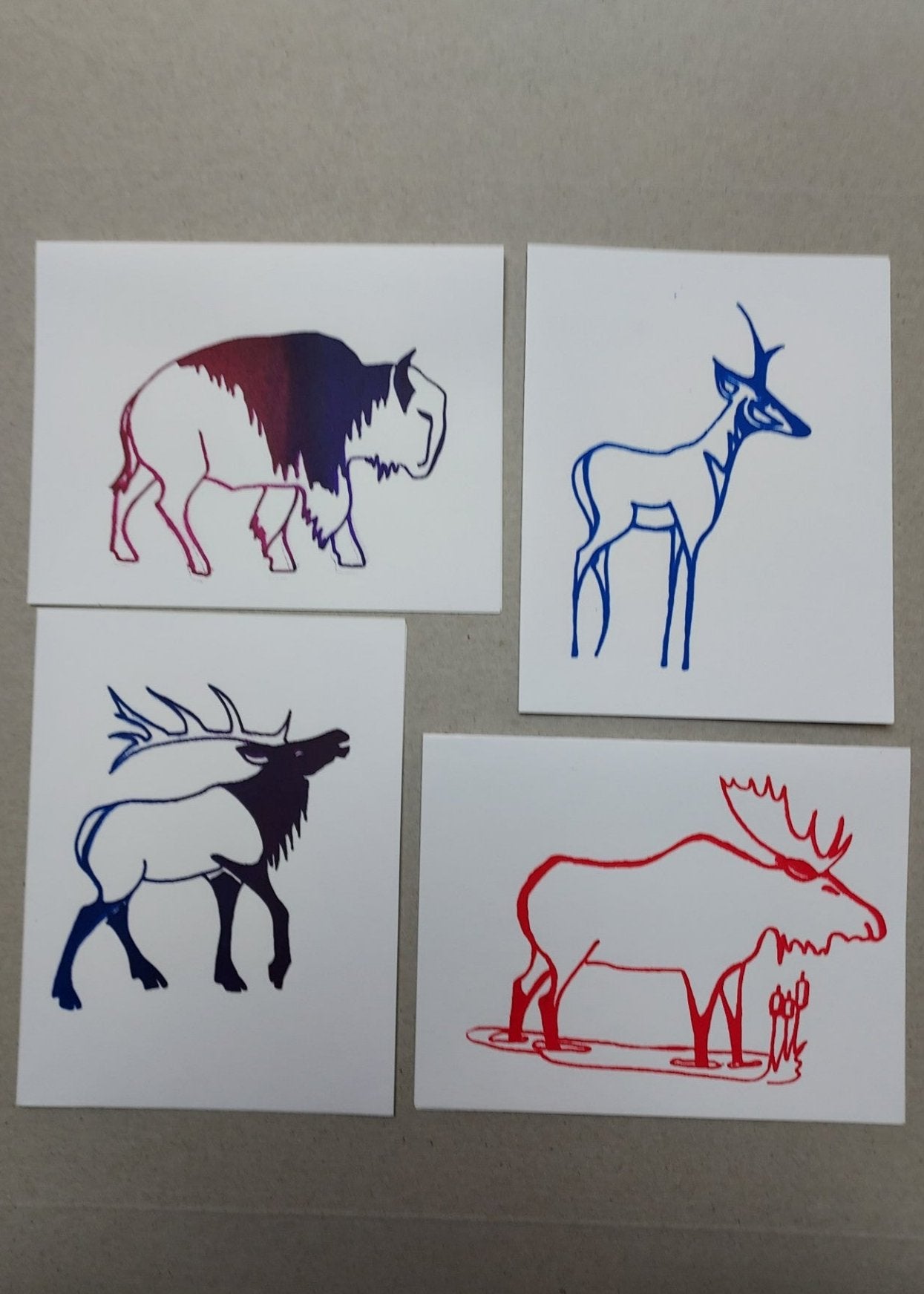 " Wyoming Wildlife " Silk Screen Greeting Card 4 Pack
