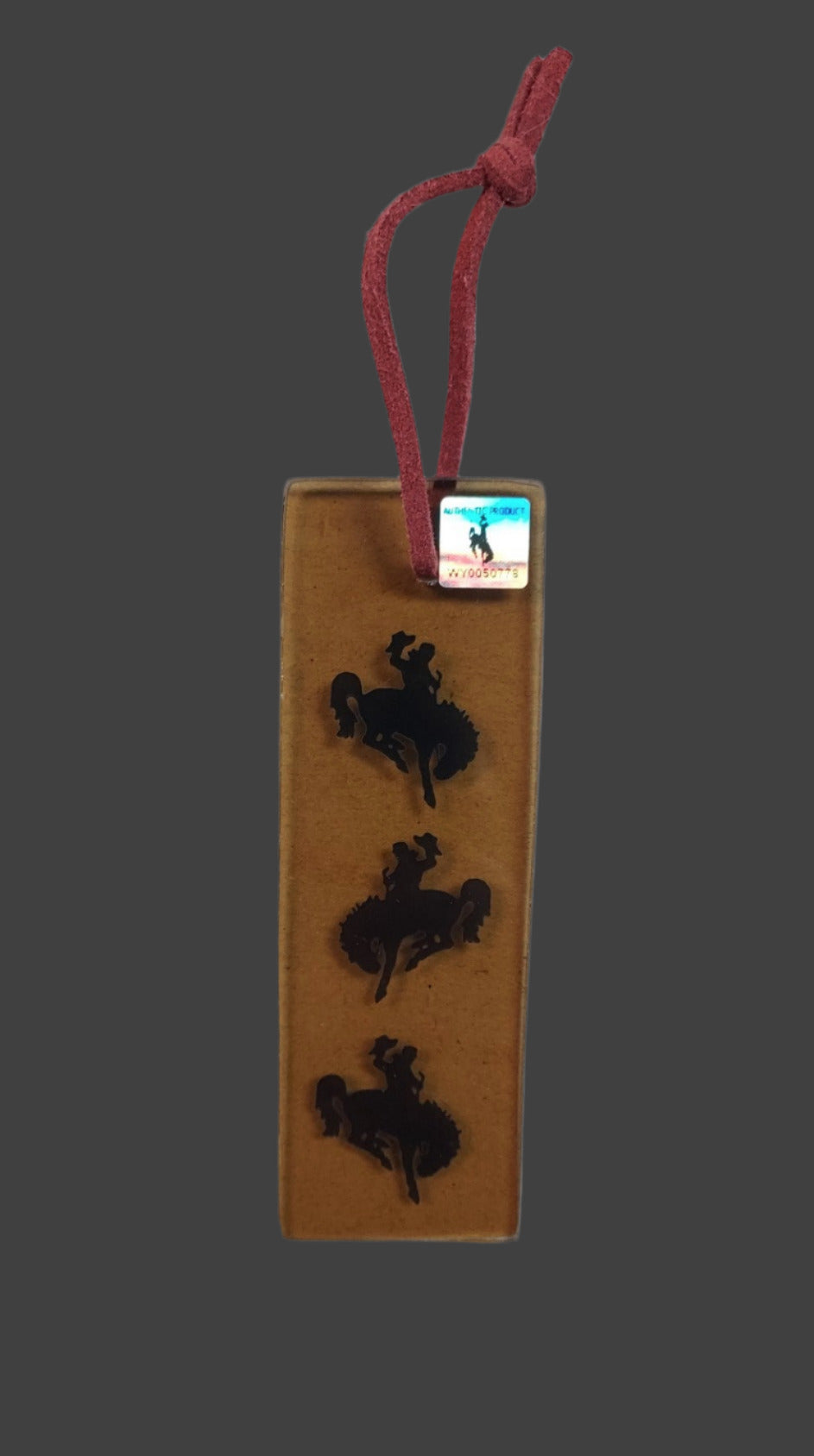 Three Bucking Horse on Rectangle Yellow Glass Ornaments