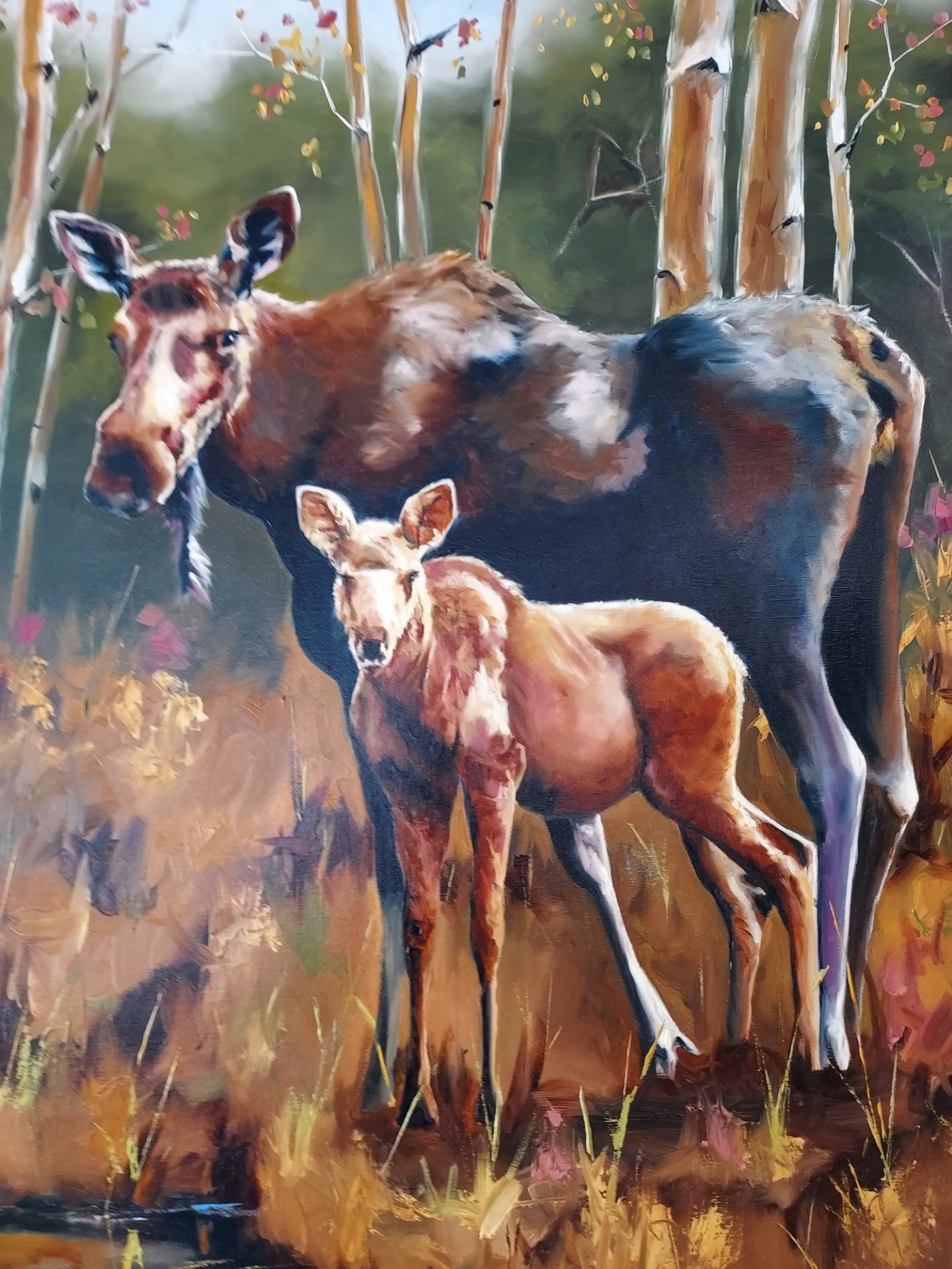 " Family is Everything " Moose Diptych Original Oil Painting