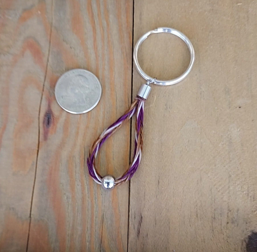 Loop and Bead Hand Braided Horsehair Key Chain