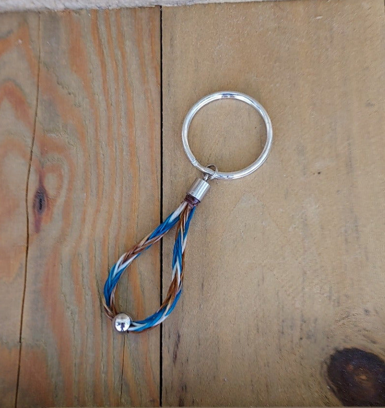 Loop and Bead Hand Braided Horsehair Key Chain