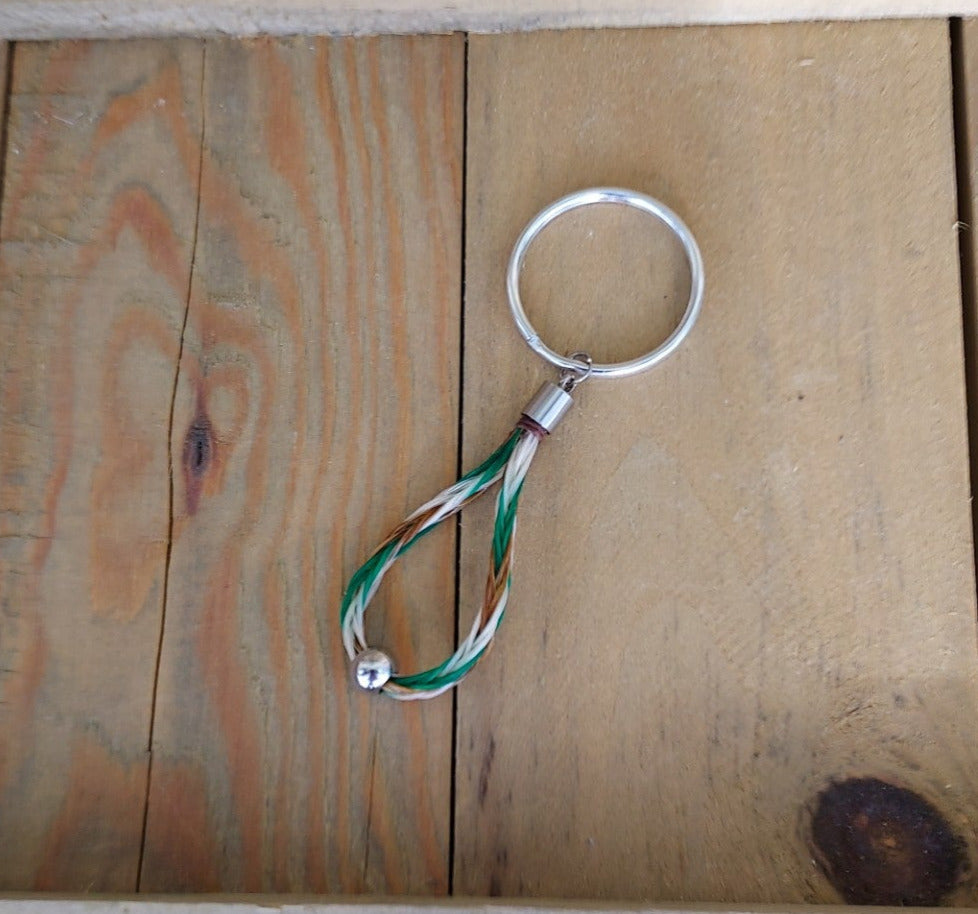 Loop and Bead Hand Braided Horsehair Key Chain