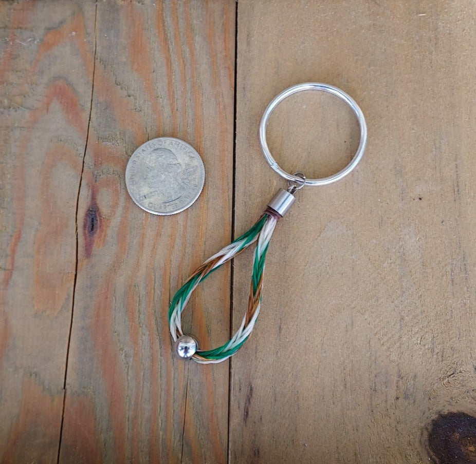 Loop and Bead Hand Braided Horsehair Key Chain