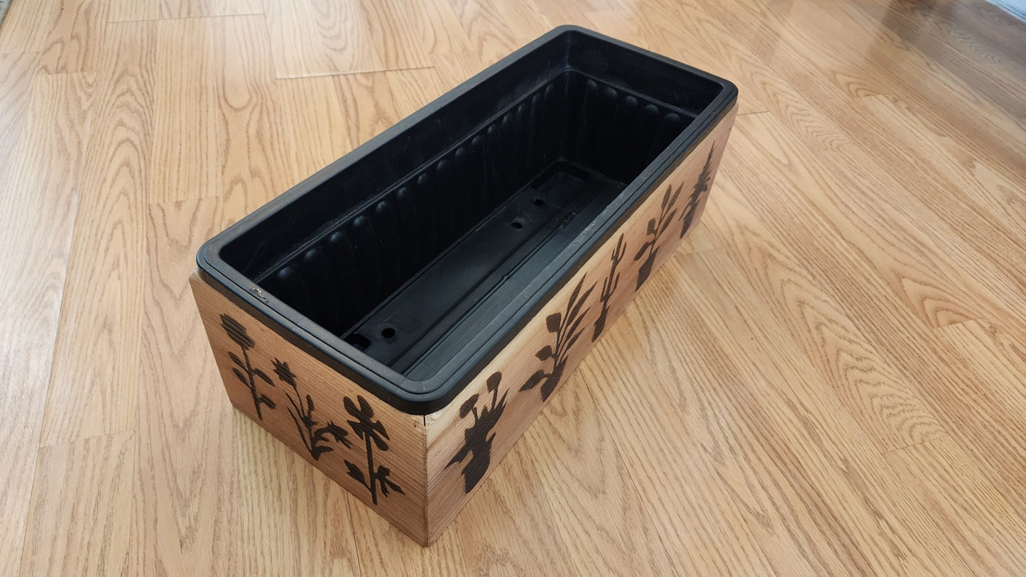 Wood Burned Wooden Planter