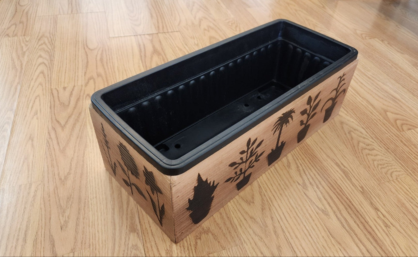 Wood Burned Wooden Planter