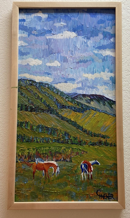 " Clay Ponies " Framed Original Oil Painting