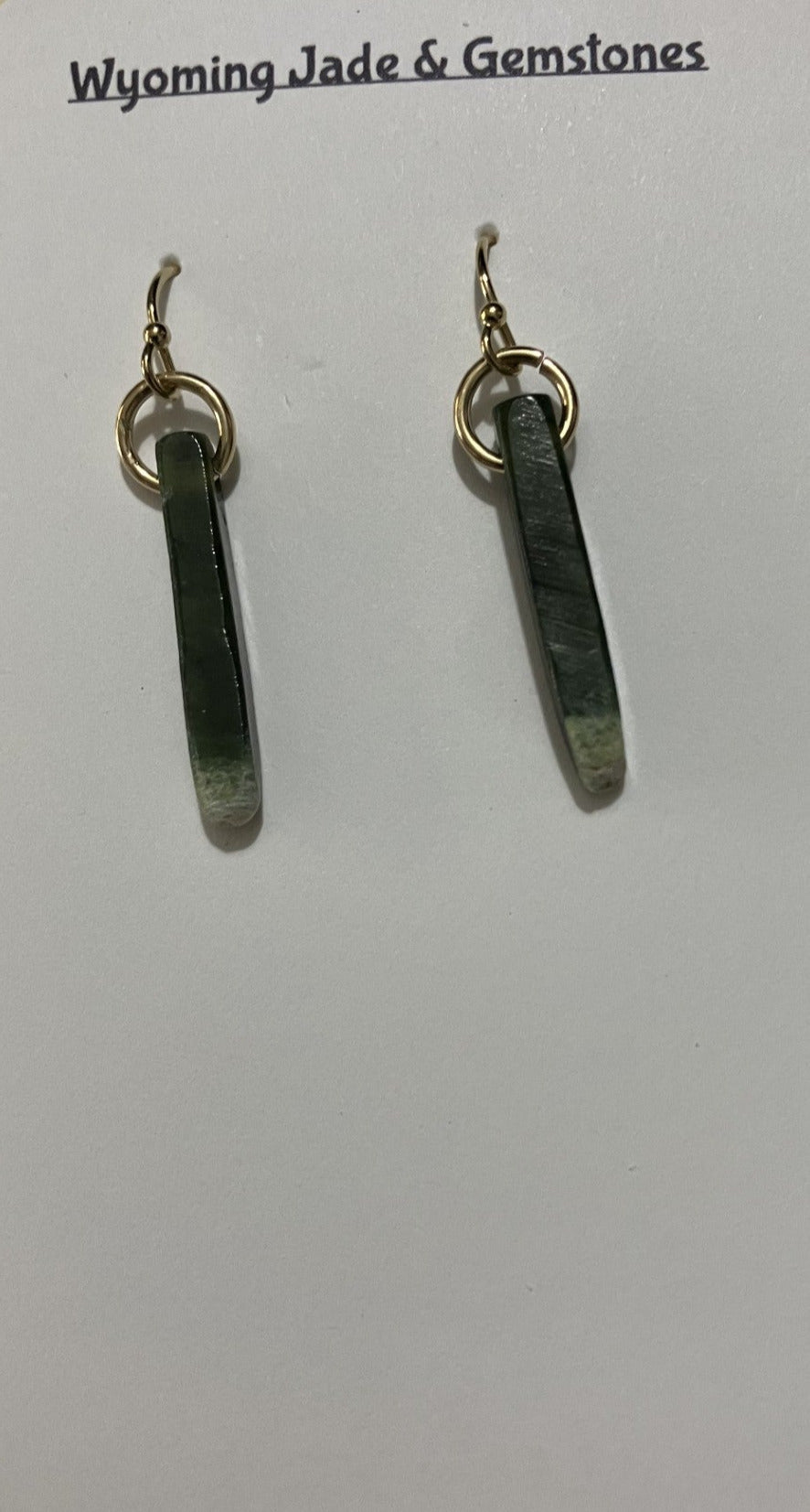 Wyoming Green Jade Slim Rectangle Earrings