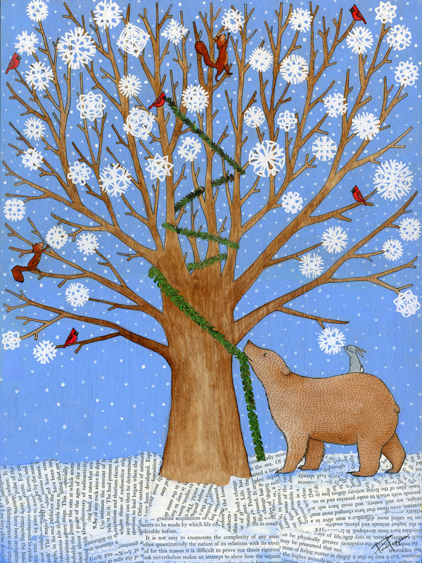 Print -"Tis the Season" Animals Decorating a Tree