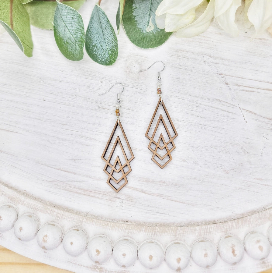 Earrings - Diamond Trio Wood